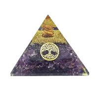 Orgonite piramide con vere pietre preziose armonizzazione energetica con pietre curative spirale di rame albero della vita | Energia protezione fortuna armonia (viola)