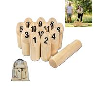 ORHEYA Gioco di lancio finlandese con numeri, Kubb Mölkky, gioco vichinghi, per adulti e bambini, gioco di lancio in legno naturale, per giardino, attività all'aperto, gioco vichinghe, per interni ed