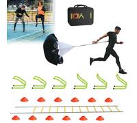 ORHEYA Set da allenamento per calcio e sport, accessori per allenamento Agility Speed Ladder, 6 m, scala di coordinazione, 12 cappelli, ostacoli di velocità e custodia