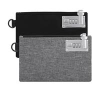 ORIA 2 Pezzi Borsa per Documenti con Lucchetto, 21 * 13,5 * 2cm Borsa Impermeabile con Chiusura Lampo, Borsa Portafogli Richiudibile con Chiusura a Combinazione per Conservare i Viaggi