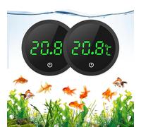 ORIA 2 Pezzi Termometro per Acquario, Misuratore di Temperatura Digitale per Acquario con Display LED, Termometro ad Alta Precisione da 0,1 ℃ con Pulsanti Touch, Batteria per Acquario - Nero