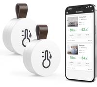 ORIA 2Pezzi Igrometro Termometro Wireless Bluetooth, Sensore di Temperatura e umidità con Funzione di Esportazione dei Dati, Termometro da Interno Mini per iOS Android per Vino, Soggiorno, Casa