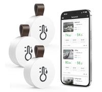 ORIA 3Pezzi Igrometro Termometro Wireless Bluetooth, Sensore di Temperatura e Umidità con Funzione di Esportazione dei Dati, Termometro da Interno Mini per iOS Android per Vino, Soggiorno, Casa