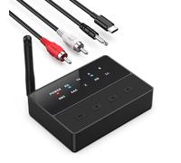 ORIA Adattatore Bluetooth, 2 in 1 Trasmettitore Ricevitore Bluetooth 5.3 con Doppia Connessione, Bassa Latenza, AptX Adattivo per TV, PC, Cuffie, Impianto Stereo
