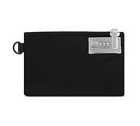 ORIA Borsa per Documenti con Lucchetto, 21 * 13,5 * 2cm Borsa Impermeabile con Chiusura Lampo, Portafogli Richiudibile con Chiusura a Combinazione per Conservare i Viaggi - Nero