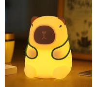 ORIA Luce Notturna per Bambini, Capibara Lampada Dimmerabilità e Timer, Luce Bianca Calda e RGB, LED Ricaricabile di Tipo C, Controllo Touch Silicone Capybara Lamp per Bambini e Neonati