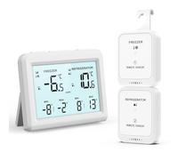 ORIA Termometro da Frigorifero, Termometro Digitale da Congelatore con 2 Sensori Wireless, Termometro da Frigorifero con Allarme con Display LCD, ℃/℉, Min/Max, 2 Opzioni di Montaggio per Casa