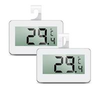 ORIA Termometro Frigorifero, 2 Pezzi Termometro Digitale per Congelatore, Mini Termometro Impermeabile con Display LCD e Allarme Gelo, 3 Metodi di Montaggio per Casa, Ristoranti, Cucina, Bar - Bianco
