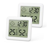 ORIA Termometro Igrometro Interno Mini con Ora/Data | 2PCS,Commutabile ℃/℉, Calibrazione, Alimentato a Batteria, per Camera da Letto e Casa