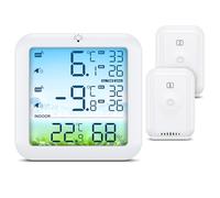 ORIA Termometro Wireless per Frigorifero, Termometro Digitale con 2 Sensori, Display a Colori, Valori Mas/Min, Allarme, Sensore di Temperatura per Congelatore Alimentato Tramite USB/Batteria per Uso