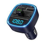 ORIA Trasmettitore FM Bluetooth 5.3, Adattatore Bluetooth con 2 Porte USB (2,4 A e 1 A), Adattatore Radio Auto, Vivavoce, Display LED, Scheda TF e Chiavetta USB Disponibili - Blu