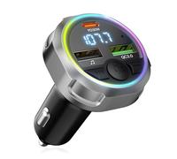 ORIA Trasmettitore FM Bluetooth 5.3, Adattatore per Caricabatteria Wireless per Auto con PD 30W e QC3.0 18W, Supporto per Unità USB, Luce Colorata, Chiamata in Vivavoce, Adattatore Audio per Autoradio