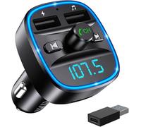 ORIA Trasmettitore FM Bluetooth 5.3, Trasmettitore Bluetooth per Auto, Adattatore QC3.0 USB Caricabatteria Auto con Chiamata Vivavoce e 2 USB Port, Supporta Carta TF e Disco U