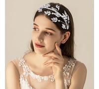 Oriamour Cerchietto da sposa con strass, accessorio per capelli da sposa, colore argento, 35,5 cm, colore argento 02