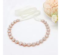 Oriamour Cerchietto da sposa in oro rosa con cristalli e nastri per capelli (oro rosa)