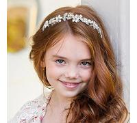 Oriamour Cerchietto per capelli con fiori e strass in cristallo, per ragazze, per compleanno, matrimonio, fotografia