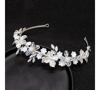 Oriamour Cerchietto per capelli da ragazza con fiori e cristalli, accessorio per capelli per compleanno, principessa, adolescenti, ragazze, per prima comunione, matrimonio (argento, 35,5 cm)