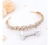 Oriamour Cerchietto per capelli da sposa con strass, per compleanni, feste, balli studenteschi (oro)