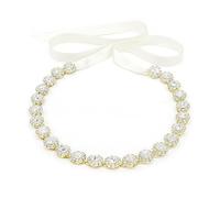 Oriamour Gold Crystal Bridal Hair Accessories Wedding Headbands with Ribbons For Bride Bridesmaids Women Girls