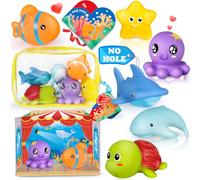 Oriate Giocattoli da bagno per bambini senza muffa, senza foro, per bambini | Giocattoli da bagno per bambini, senza muffa, a forma di creature marine, per il giorno del teatro incluso