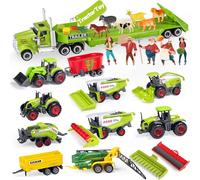 Oriate Giocattolo di fattoria per bambini veicolo trattore realistico, mini animali fattoria educativi con ciondolo a vassoio, regalo di compleanno per bambini dai 3 anni