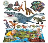 Oriate Giocattolo dinosauro con tappetino da gioco, personaggio realistico Mosasaurus, set da gioco per bambini, tra cui TRex, Spinosaurus, 45 pezzi, fantastici regali per ragazzi e ragazze