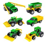Oriate Set di 6 giocattoli per bambini in pressofusione per auto agricole, mietitrice, trasportatore, camion, spruzzatore, piccoli giocattoli da fattoria, mini modello di auto, regalo per Natale,