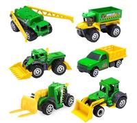 Oriate Set di 6 giocattoli per bambini in pressofusione per auto agricole, mietitrice, trasportatore, camion, spruzzatore, piccoli giocattoli da fattoria, mini modello di auto, regalo per Natale,
