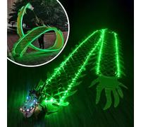 ORICALCHASM Nastro di Raso Dragon Poi Cool LED Light Up Dragon Poi, Streamer Dragon Poi for Danza e Fitness all'aperto(Green,3m)