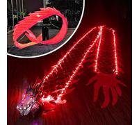 ORICALCHASM Nastro di Raso Dragon Poi Cool LED Light Up Dragon Poi, Streamer Dragon Poi for Danza e Fitness all'aperto(Red,6m)
