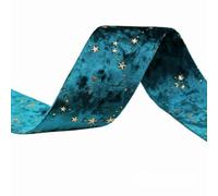 ORICALCHASM Nastro di Velluto, Nastri in Velluto Dorato a Doppia Faccia con Stella Dorata, 2 Metri, Fiocco, Berretto, Fai da Te, Accessori for Abbigliamento, Feste(Peacock 5cm)