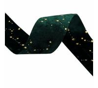 ORICALCHASM Nastro di Velluto, Nastri in Velluto Dorato a Doppia Faccia con Stella Dorata, 2 Metri, Fiocco, Berretto, Fai da Te, Accessori for Abbigliamento, Feste(Green 5cm)