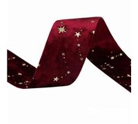 ORICALCHASM Nastro di Velluto, Nastri in Velluto Dorato a Doppia Faccia con Stella Dorata, 2 Metri, Fiocco, Berretto, Fai da Te, Accessori for Abbigliamento, Feste(Wine Red 5cm)
