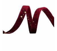 ORICALCHASM Nastro di Velluto, Nastri in Velluto Dorato a Doppia Faccia con Stella Dorata, 2 Metri, Fiocco, Berretto, Fai da Te, Accessori for Abbigliamento, Feste(Wine Red 1cm)