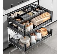 ORICALCHASM Scolapiatti, Organizer for mobile estraibile a 3 livelli, cassetti estraibili for mobili da cucina, spaziatura regolabile, nero, for mobile da 70 cm(For 70cm cabinet)