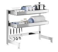 ORICALCHASM Scolapiatti, Scolapiatti in acciaio inox 304 a 3 ripiani, stabile, da cucina, sopra il lavello, for piatti, ciotole, utensili, argento(75cm/29.5in)