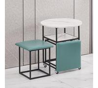 ORICALCHASM Tavolo da pranzo combinato 5 in 1 con 4 sgabelli, tavolino salvaspazio impilabile, sgabello poggiapiedi impilabile, divano a cubo e tavolo(Green,White desktop)