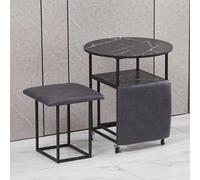 ORICALCHASM Tavolo da pranzo combinato 5 in 1 con 4 sgabelli, tavolino salvaspazio impilabile, sgabello poggiapiedi impilabile, divano a cubo e tavolo(Dark Gray,Black desktop)