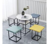 ORICALCHASM Tavolo da pranzo combinato 5 in 1 con 4 sgabelli, tavolino salvaspazio impilabile, sgabello poggiapiedi impilabile, divano a cubo e tavolo(Colorful,White desktop)