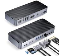 ORICO 20 IN 1 Docking Station, Hub USB C a Tre Display con 2 DP, HDMI, VGA, 60W PD, USB C 3.2 18W PD, USB C 3.2, 3 USB A 3.0, 3 USB A 2.0, RJ45, 3 tipi di AUX, SD/TF