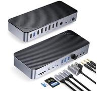 ORICO 22 IN 1 Docking Station DisplayLink, Hub USB C a Quattro Display con 3 DP/HDMI, Uscita Singola 8K, 60W PD, USB C 3.2 18W PD, 2 Tipo C 3.2, Tipo A 3.2, 3 USB A 3.0, RJ45, 3 AUX