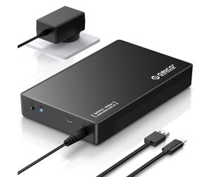 ORICO 3,5" Involucro per Disco Rigido Esterno SATA III a USB3.1 Tipo C per Installazione Senza Attrezzi Supporta UASP e Dischi da 20TB - Nero-Metal+ABS-3588C3