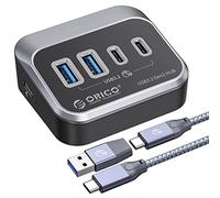 ORICO 4 Porte USB3.2 Gen2 Hub con 2 Tipo C, 2 Tipo A, Sdoppiatore USB C/A con cavo dati da 0.5m, 10Gbps Multi USB Adattatore per computer desktop, Laptop
