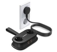 ORICO 65W GaN Presa da Viaggio Multipla con USB-C, 6-in-1 Presa Multipla per Carica Rapida con 4 USB, Prolunga Multpresa con Cavo Raccoglibile 1.6m per MacBook, iPad, Cellulare, Viaggi - AP3 Nero
