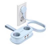 ORICO 65W GaN Presa da Viaggio Multipla con USB-C, 6-in-1 Presa Multipla per Carica Rapida con 4 USB, Prolunga Multpresa con Cavo Raccoglibile 1.6m per MacBook, iPad, Cellulare, Viaggi - AP3 Blu