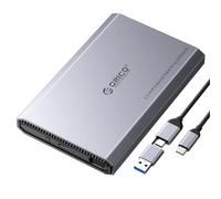 ORICO Aluminium Festplattengehäuse 2,5 Zoll USB-C 3.2 6Gbps Externes SSD Gehäuse für 2,5" SATA HDD SSD Maximal 6TB mit USB C/A 2-in-1 Kabel, Unterstützt UASP (DD25C3)