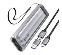 ORICO Case SSD M2 NVMe Senza Attrezzi, USB 3.2 10Gbps Adattatore SSD M2 NVMe USB con Protezione in Silicone e Cordino, Alluminio NVMe Case per SSD NVMe PCIe M-Key in 2230/2242/2260/2280 -AXM2