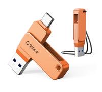 ORICO Chiavetta USB 32 GB, Mini Chiavetta USB 3.2 Gen 1 (Doppia USB-C/USB-A), Pen Drive Portatile, Lettura 150 MB/s, Compatibile con iPhone 15/16/17, Android, Tablet, Laptop - Arancione - EB05