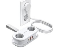 ORICO Ciabatta elettrica con USB C PD da 20 W, 2 scomparti multipresa da viaggio e 3 porte USB (1 USB C), compatibile con telefono, con cavo da 1,5 m per viaggi, Home Office (AP3 bianco)