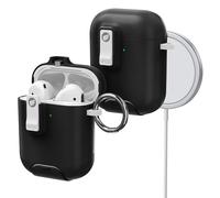 ORICO Custodia per AirPods 1ª/2ª Generazione con Supporto, Ricarica MagSafe e Coperchio Magnetico, Potente Protezione Anti-caduta, Nero-CP312